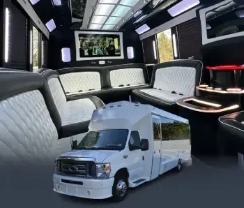 30 Passenger White Luxury Party Bus